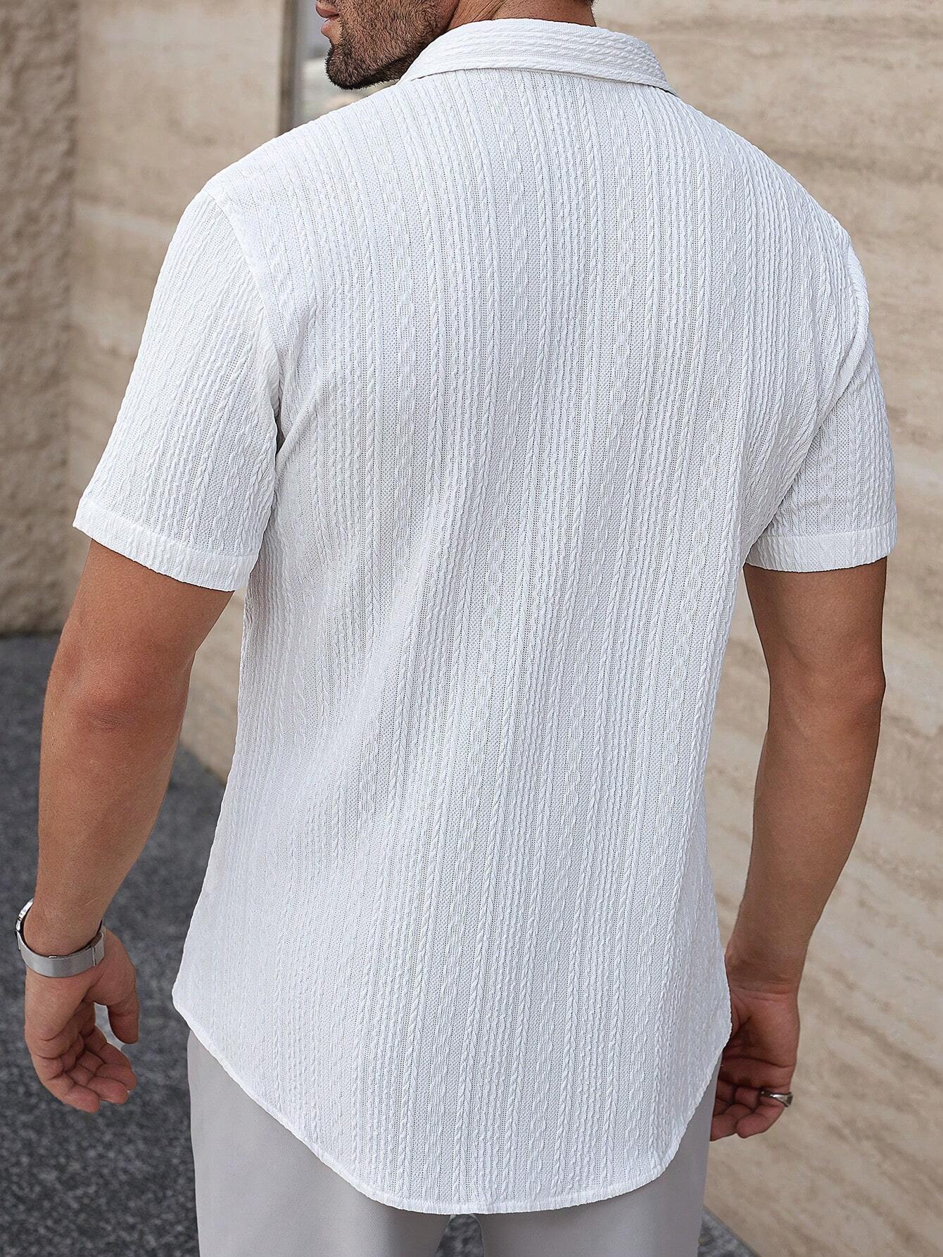 White Premium Button-up Textured Shirt