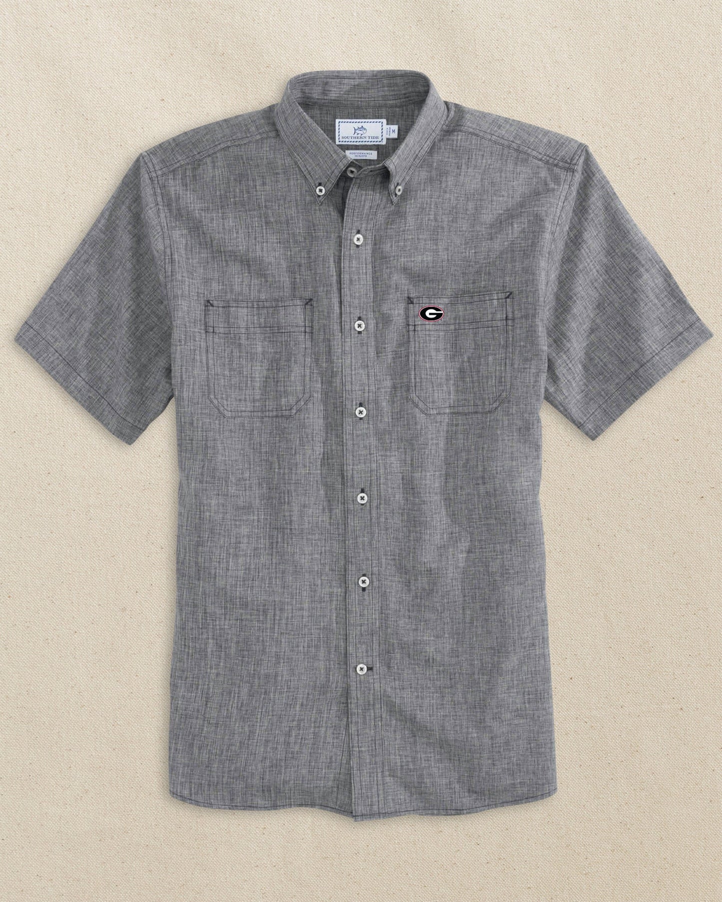 Georgia Bulldogs Oval G Short Sleeve Button Down Dock Shirt