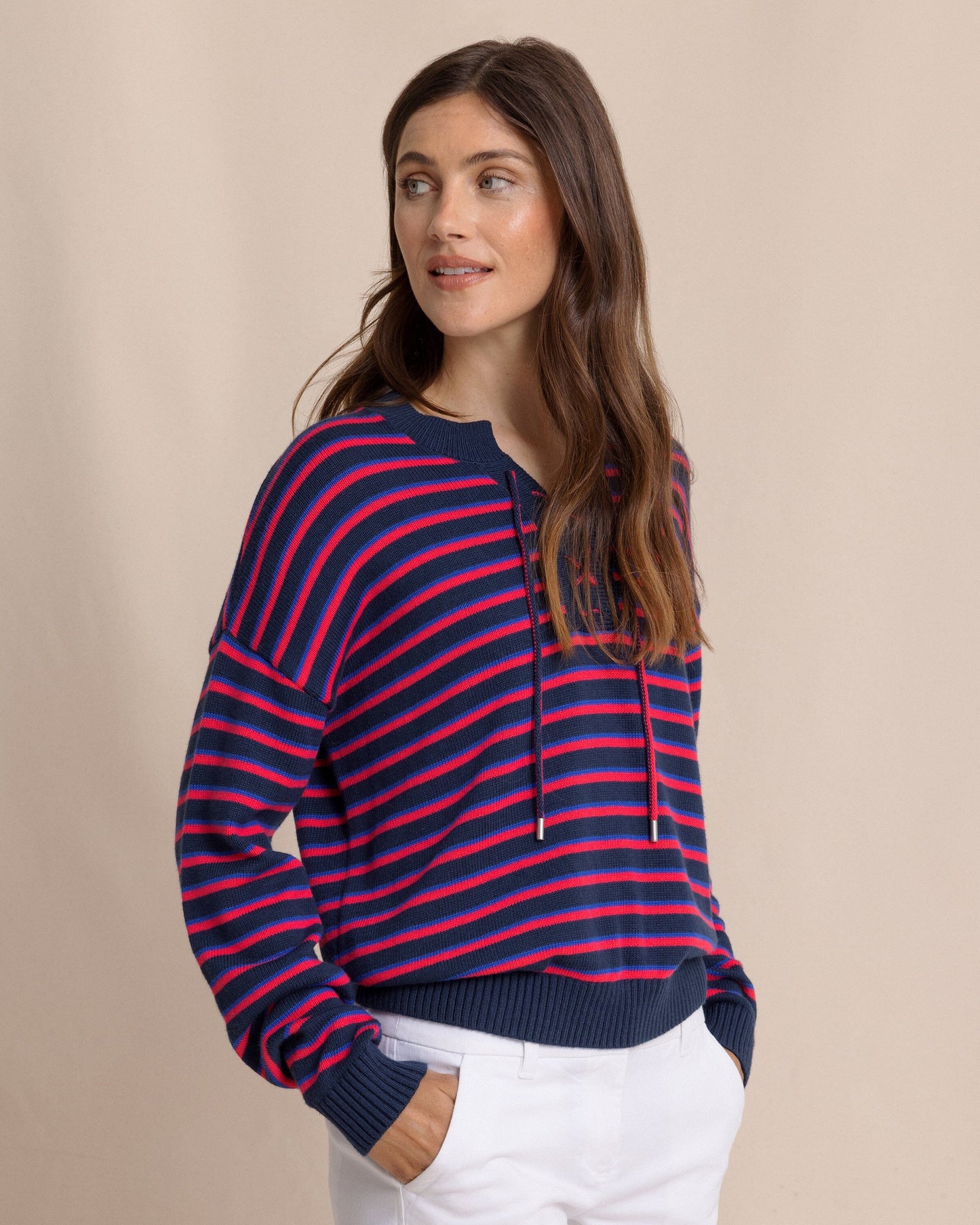 Raelyn Tie Neck Sweater - Grenadine Red