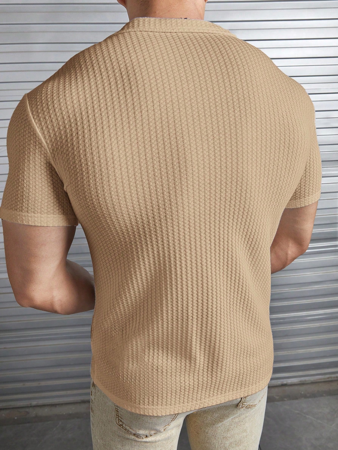 Bege Premium Button-up Textured Shirt