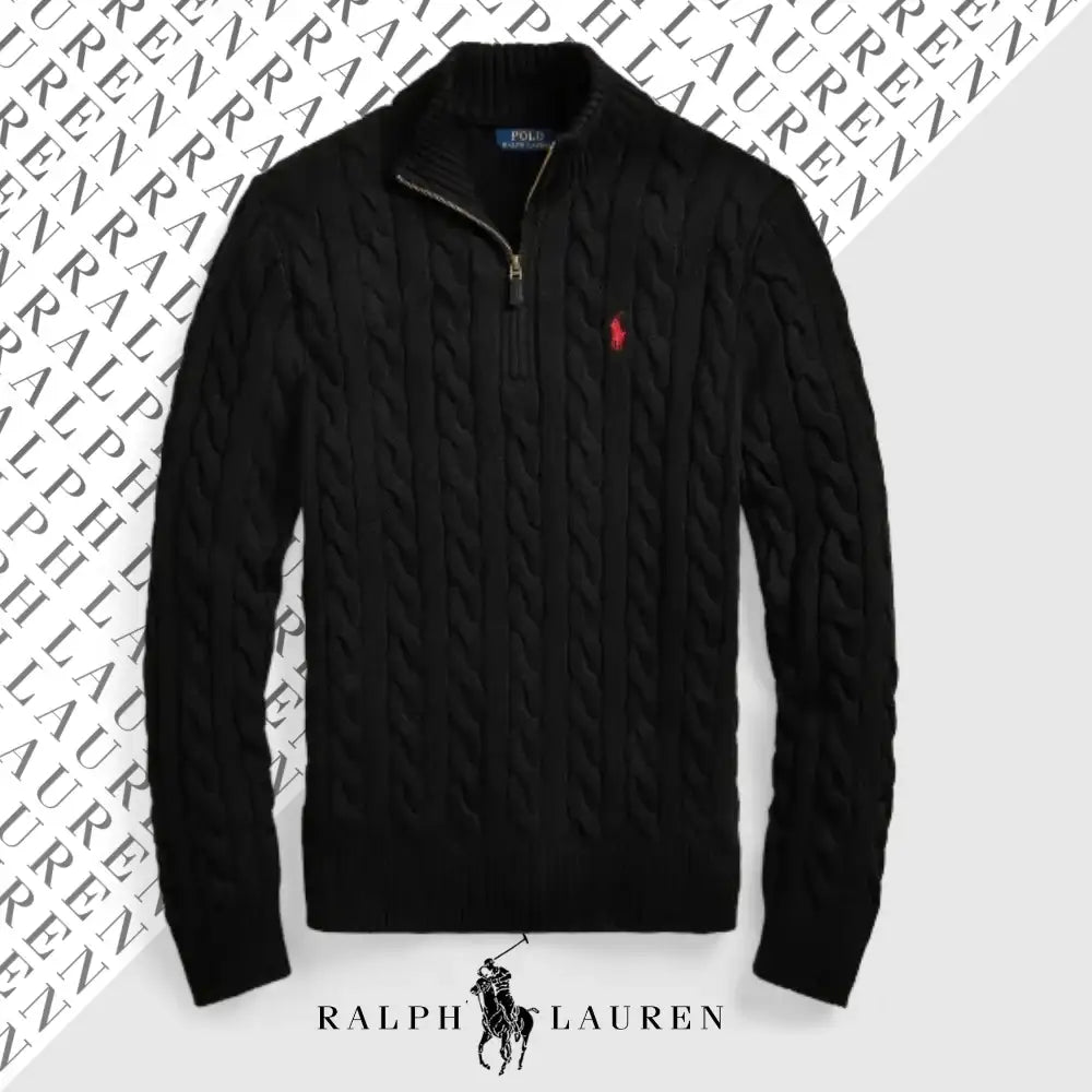 Ralph Lauren Cable-Knit Cotton Quarter-Zip Sweater