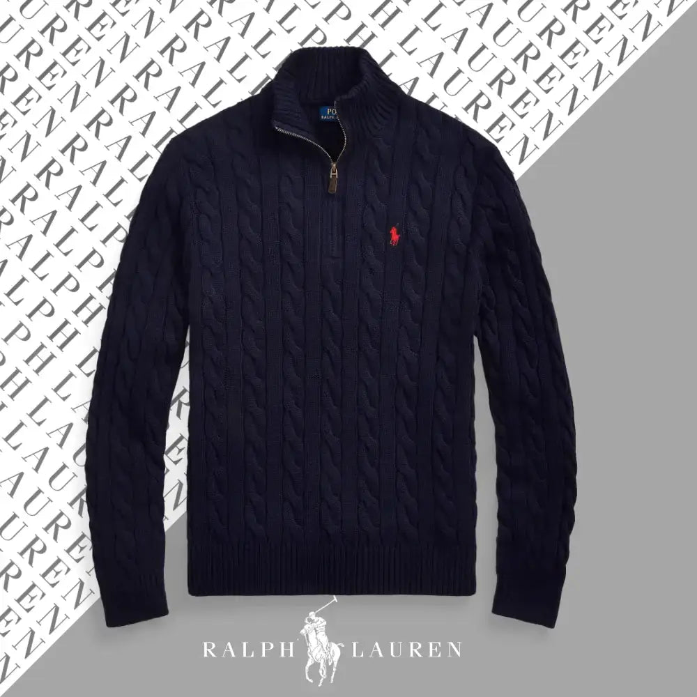 Ralph Lauren Cable-Knit Cotton Quarter-Zip Sweater