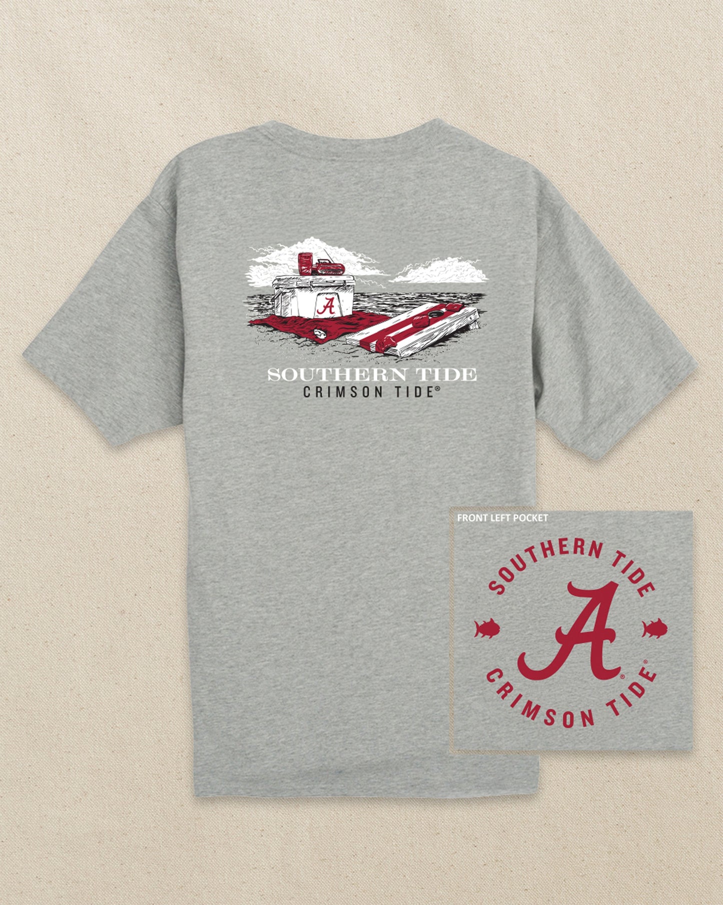 Alabama Crimson Tide Beach Cornhole Heather T-Shirt