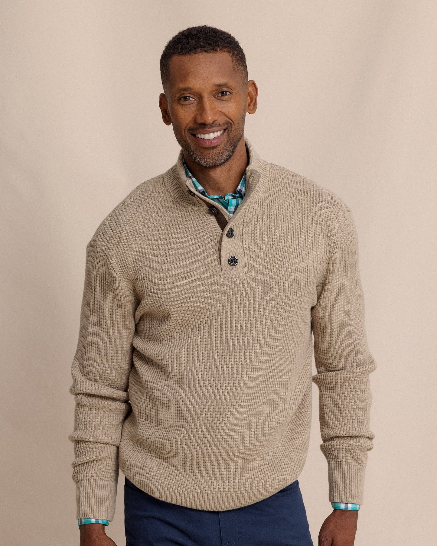 Bass Creek Heather Quarter Button Sweater