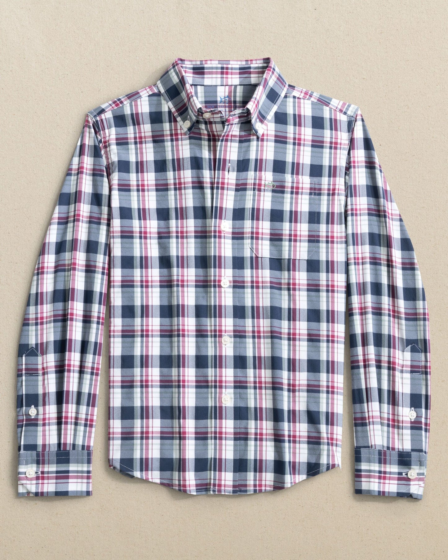 Boys Breakwater Plaid Intercoastal Long Sleeve Sport Shirt