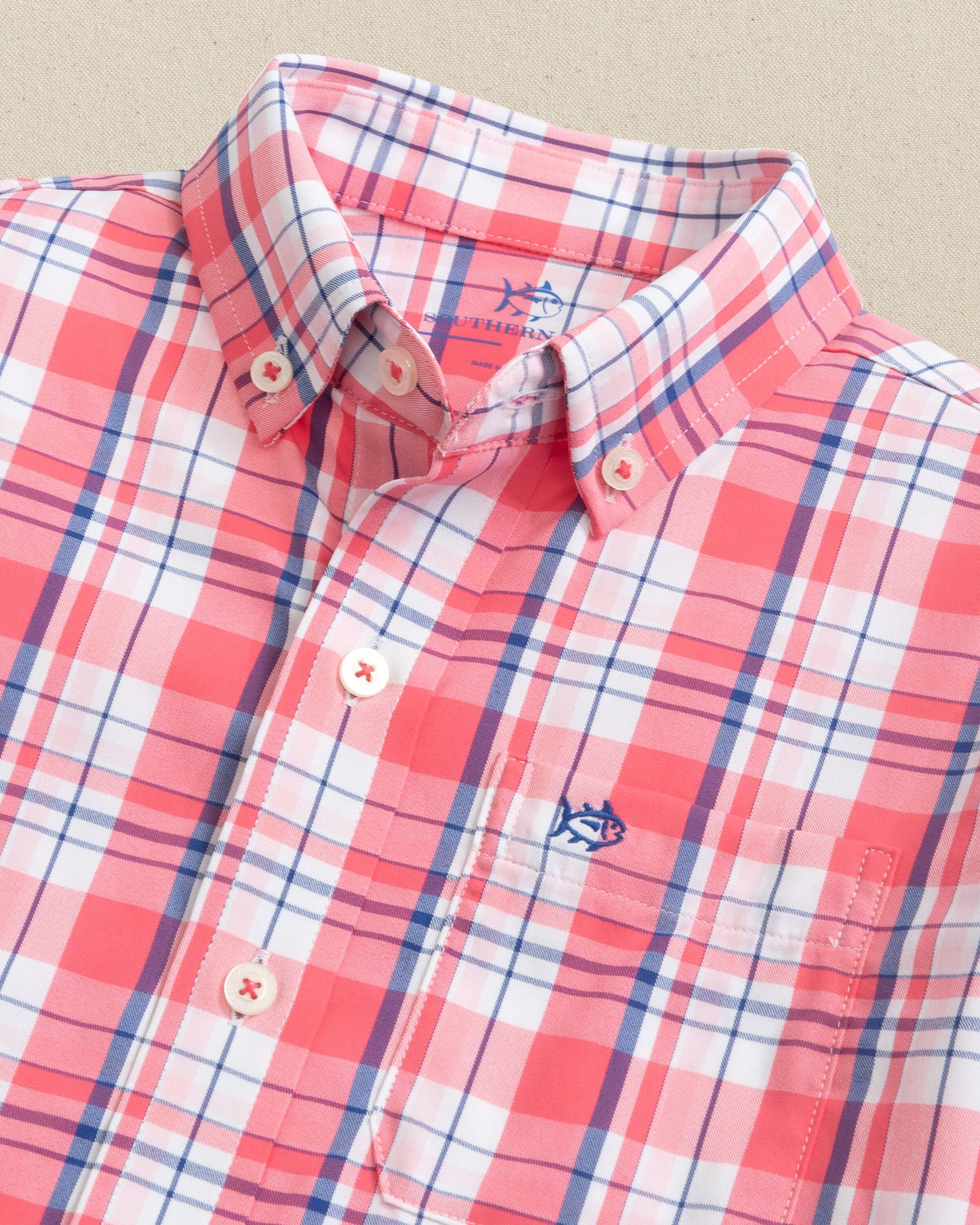 Boys Breakwater Plaid Intercoastal Long Sleeve Sport Shirt