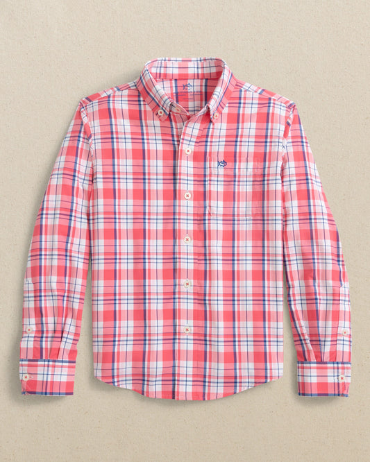 Boys Breakwater Plaid Intercoastal Long Sleeve Sport Shirt