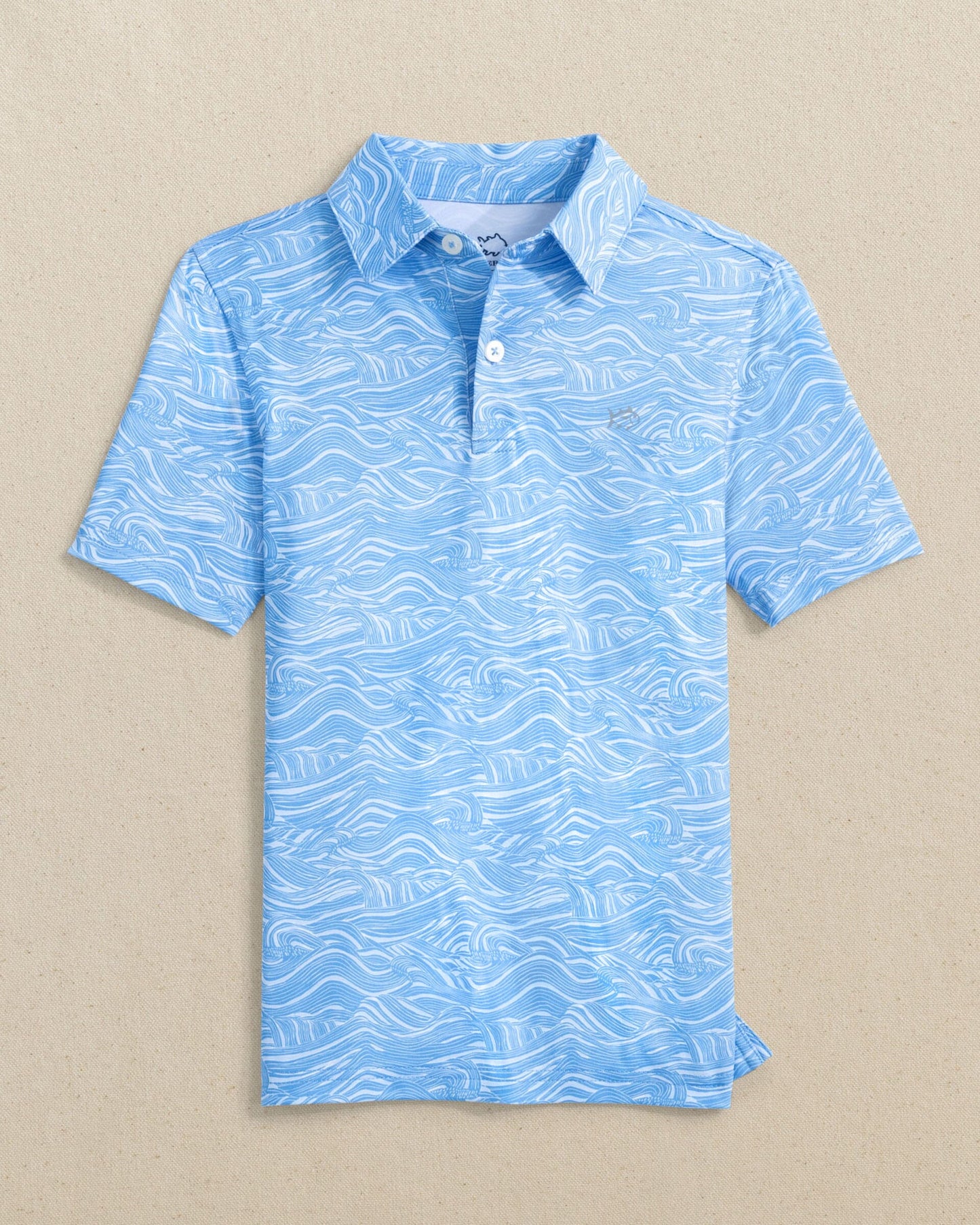 Boys Driver Rolling Waves Printed Performance Polo