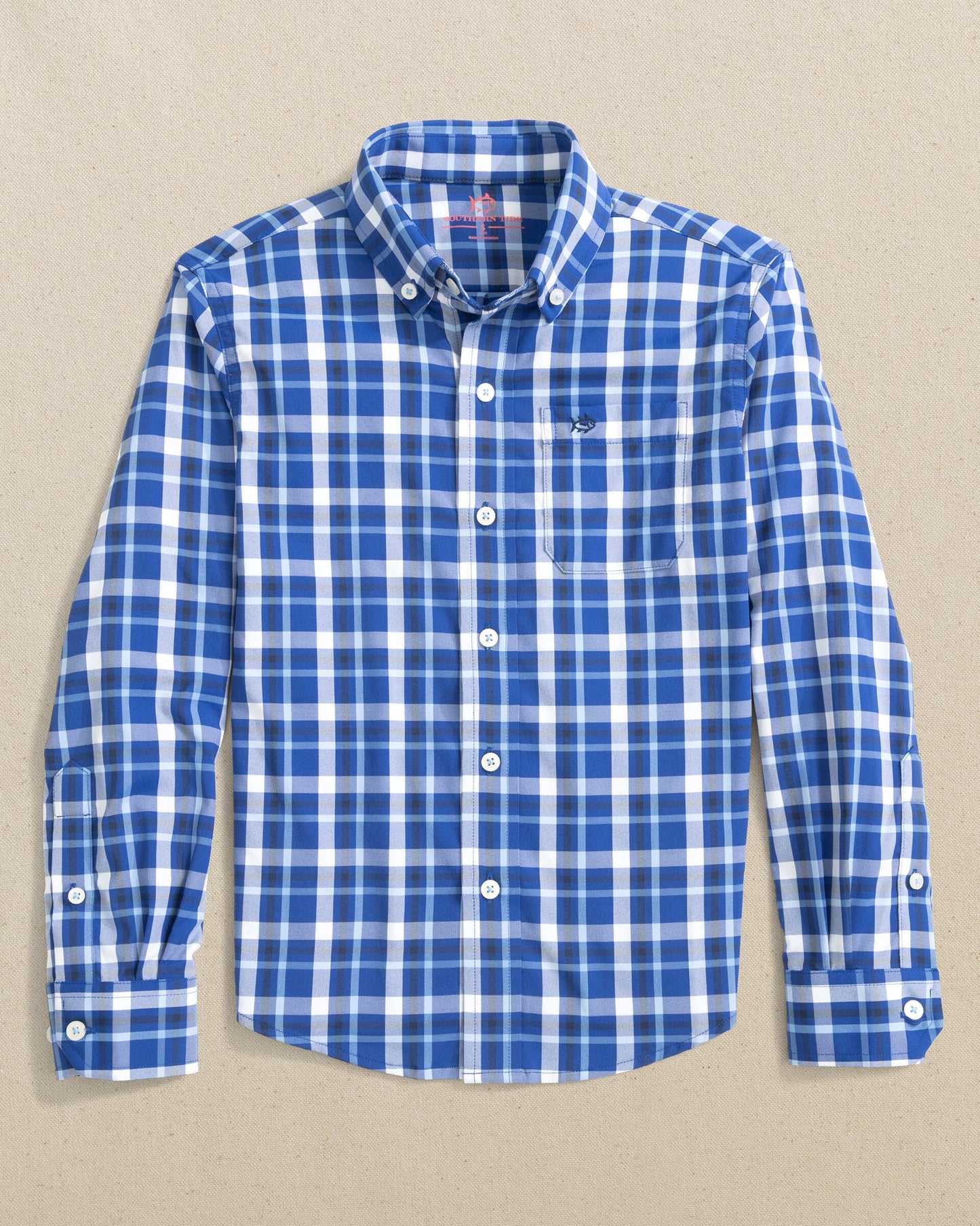 Boys River Ridge Plaid Intercoastal Long Sleeve Sport Shirt