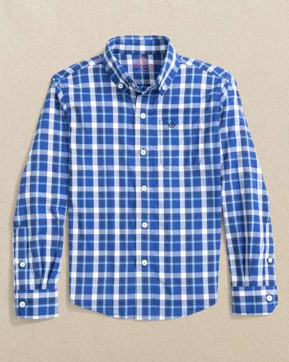 Boys River Ridge Plaid Intercoastal Long Sleeve Sport Shirt