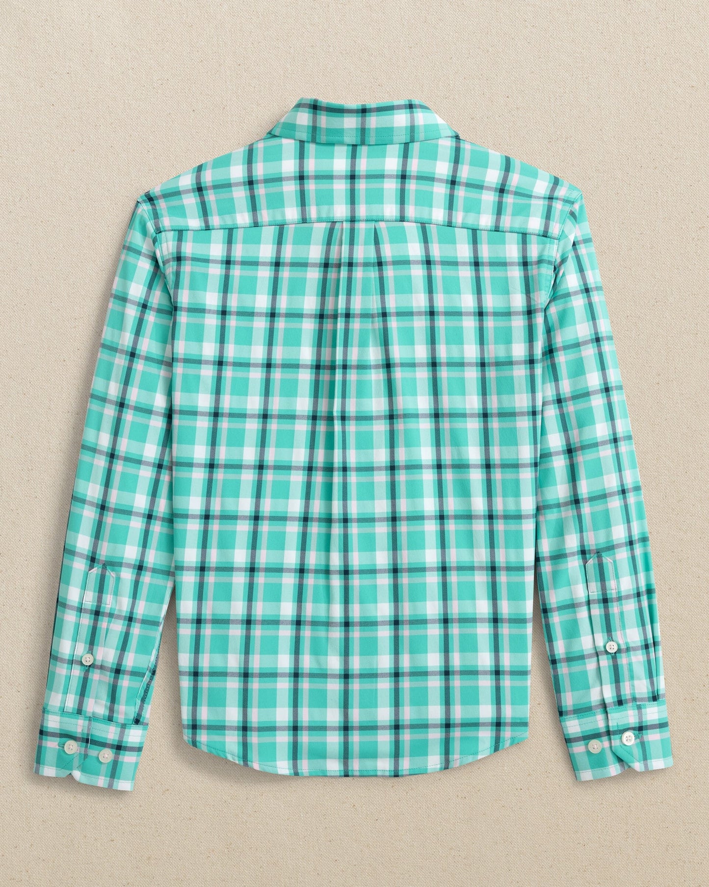 Boys River Ridge Plaid Intercoastal Long Sleeve Sport Shirt - Turtle Green