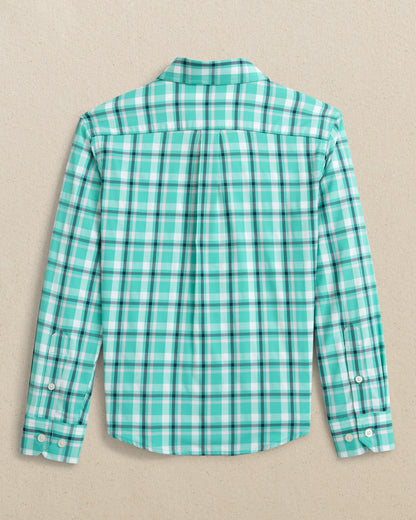 Boys River Ridge Plaid Intercoastal Long Sleeve Sport Shirt - Turtle Green