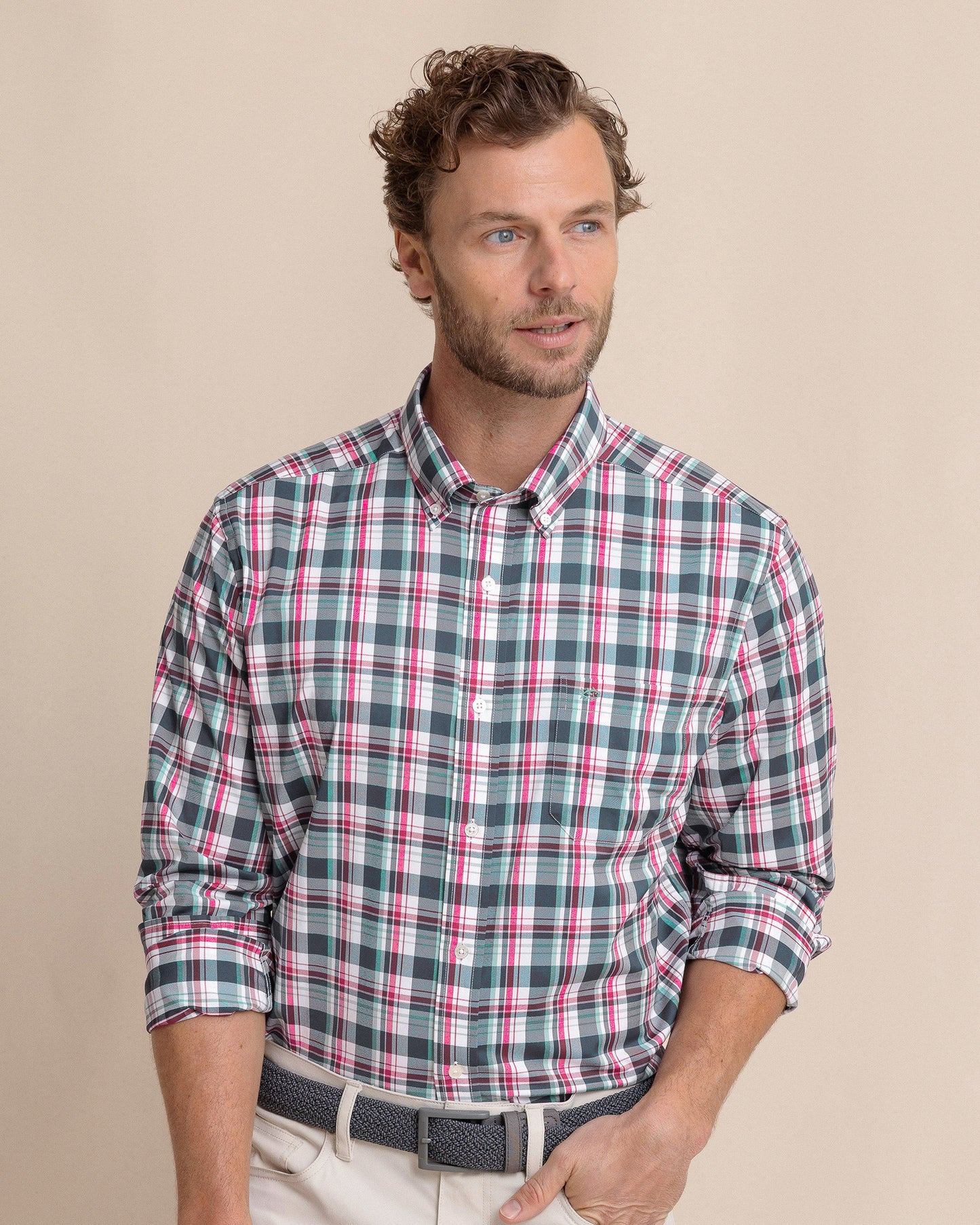 Breakwater Plaid brrr°® Intercoastal Long Sleeve Sport Shirt