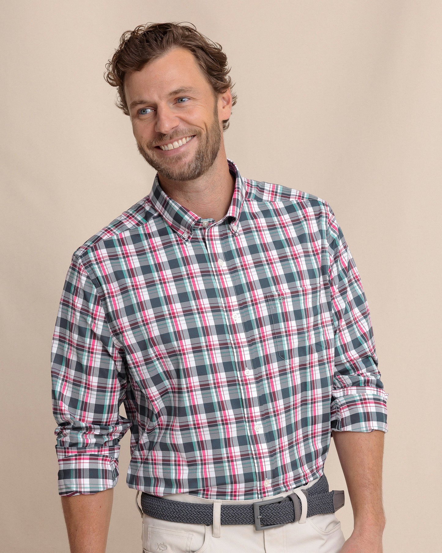 Breakwater Plaid brrr°® Intercoastal Long Sleeve Sport Shirt