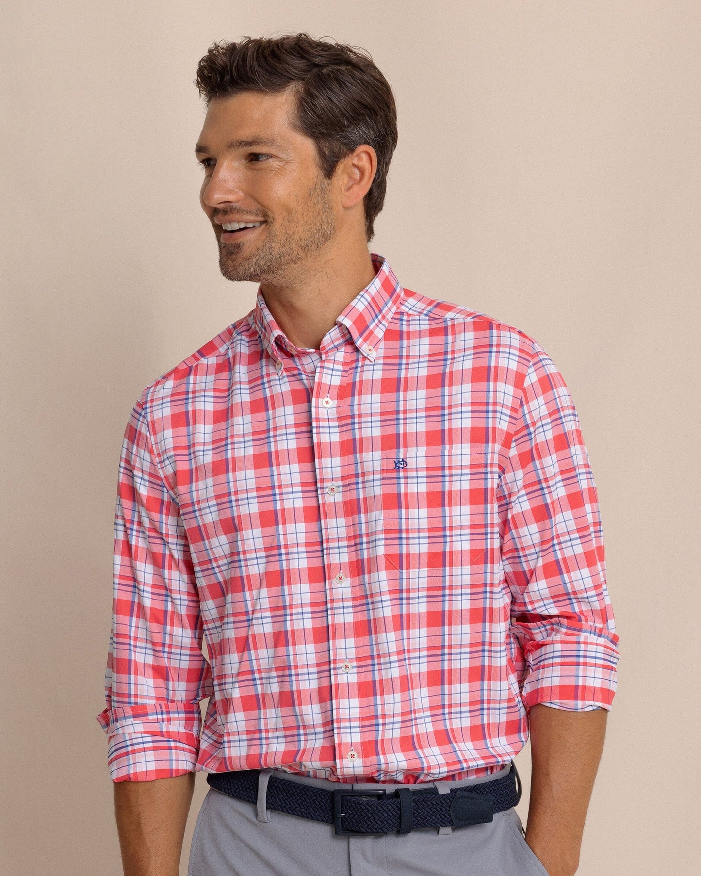 Breakwater Plaid brrr°® Intercoastal Long Sleeve Sport Shirt