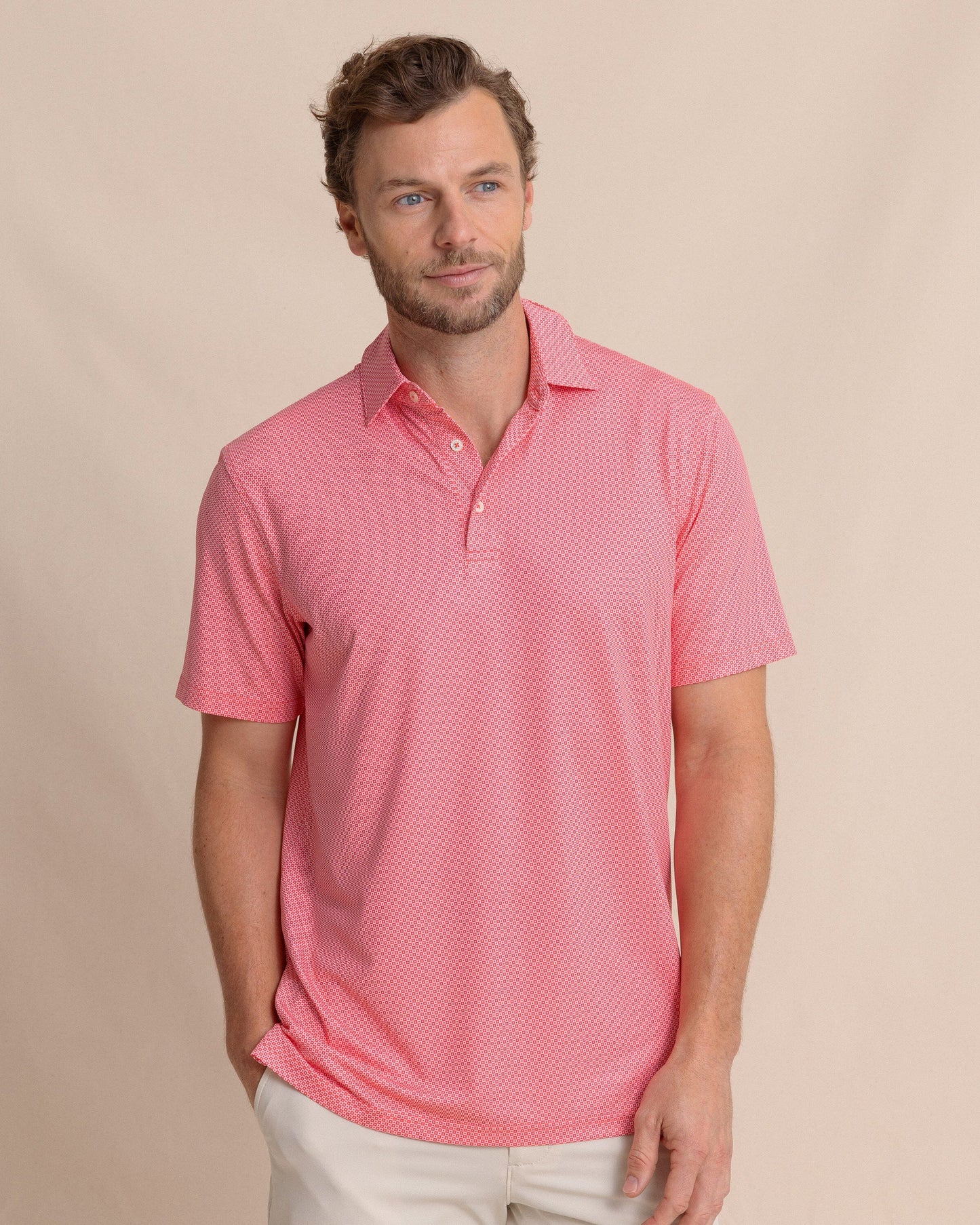 Driver Coastal Geo Printed Polo - Snapper