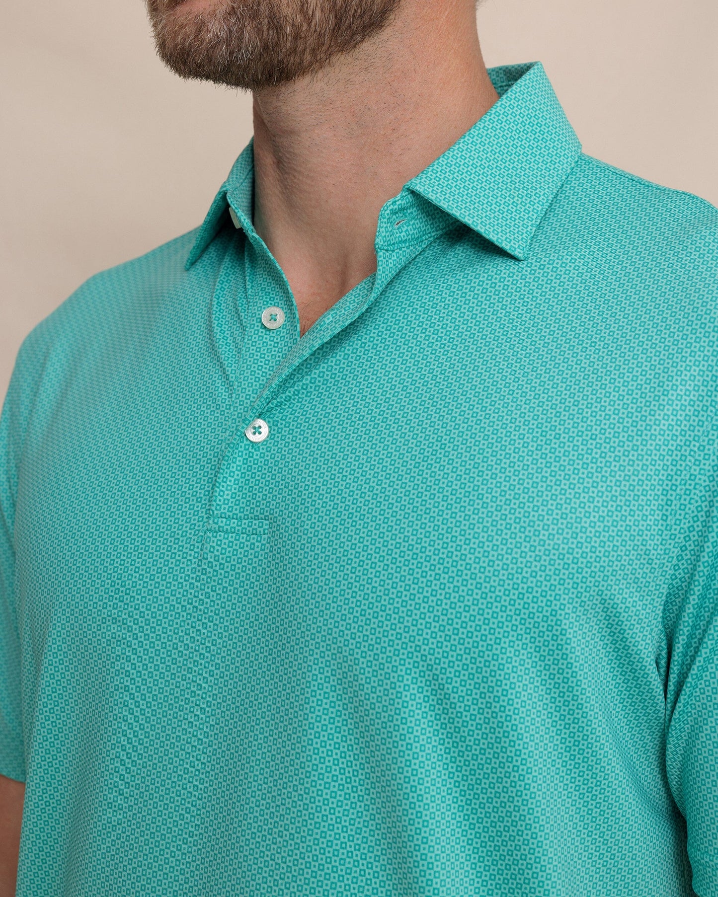 Driver Coastal Geo Printed Polo - Turtle Green
