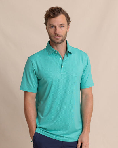 Driver Coastal Geo Printed Polo - Turtle Green