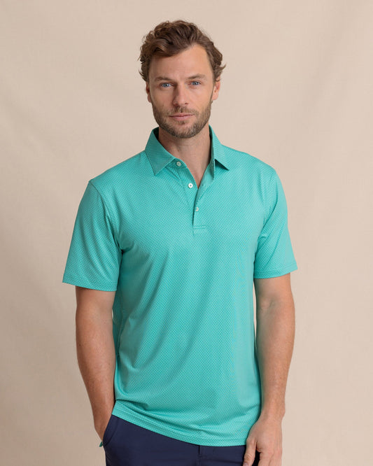 Driver Coastal Geo Printed Polo - Turtle Green