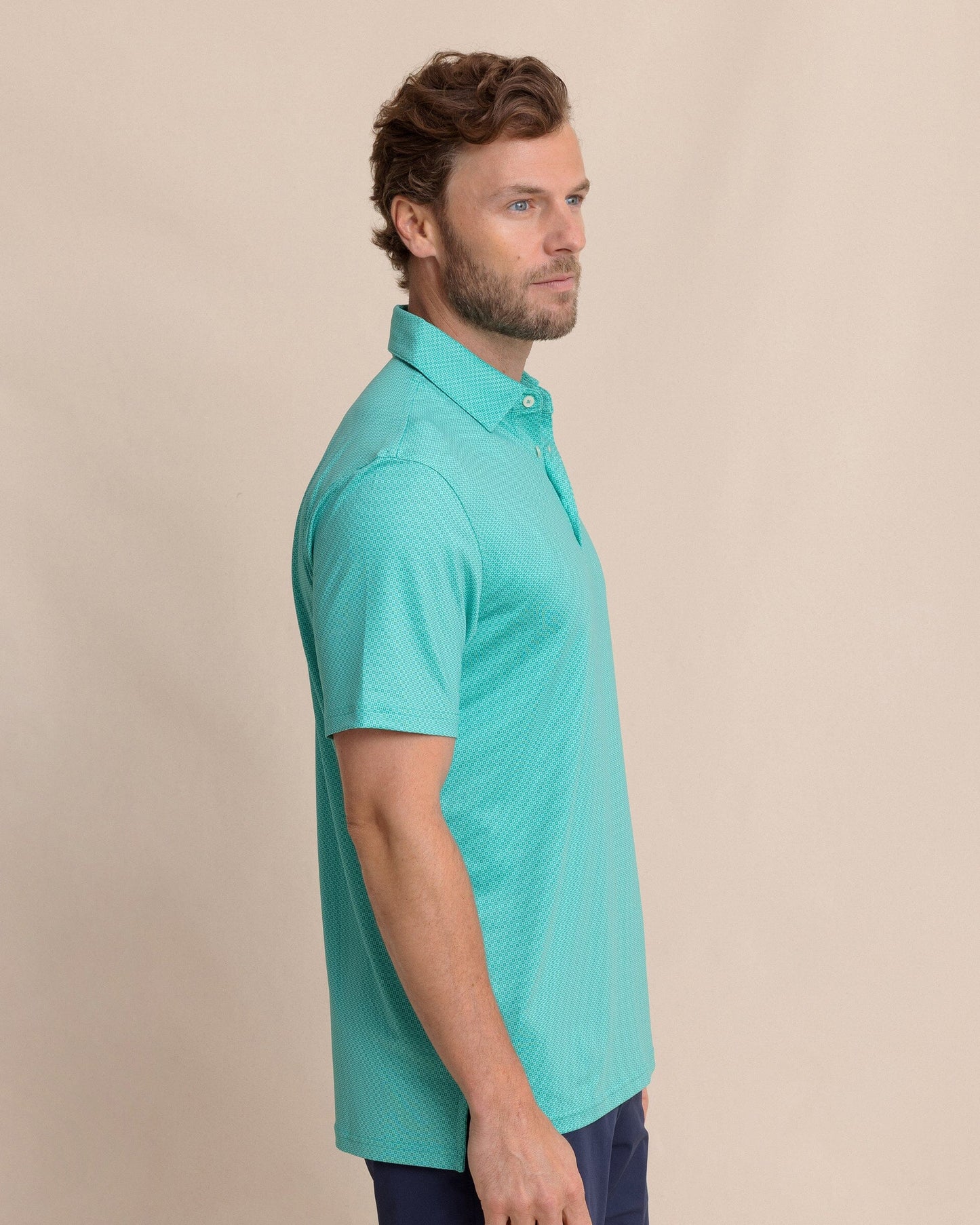 Driver Coastal Geo Printed Polo - Turtle Green