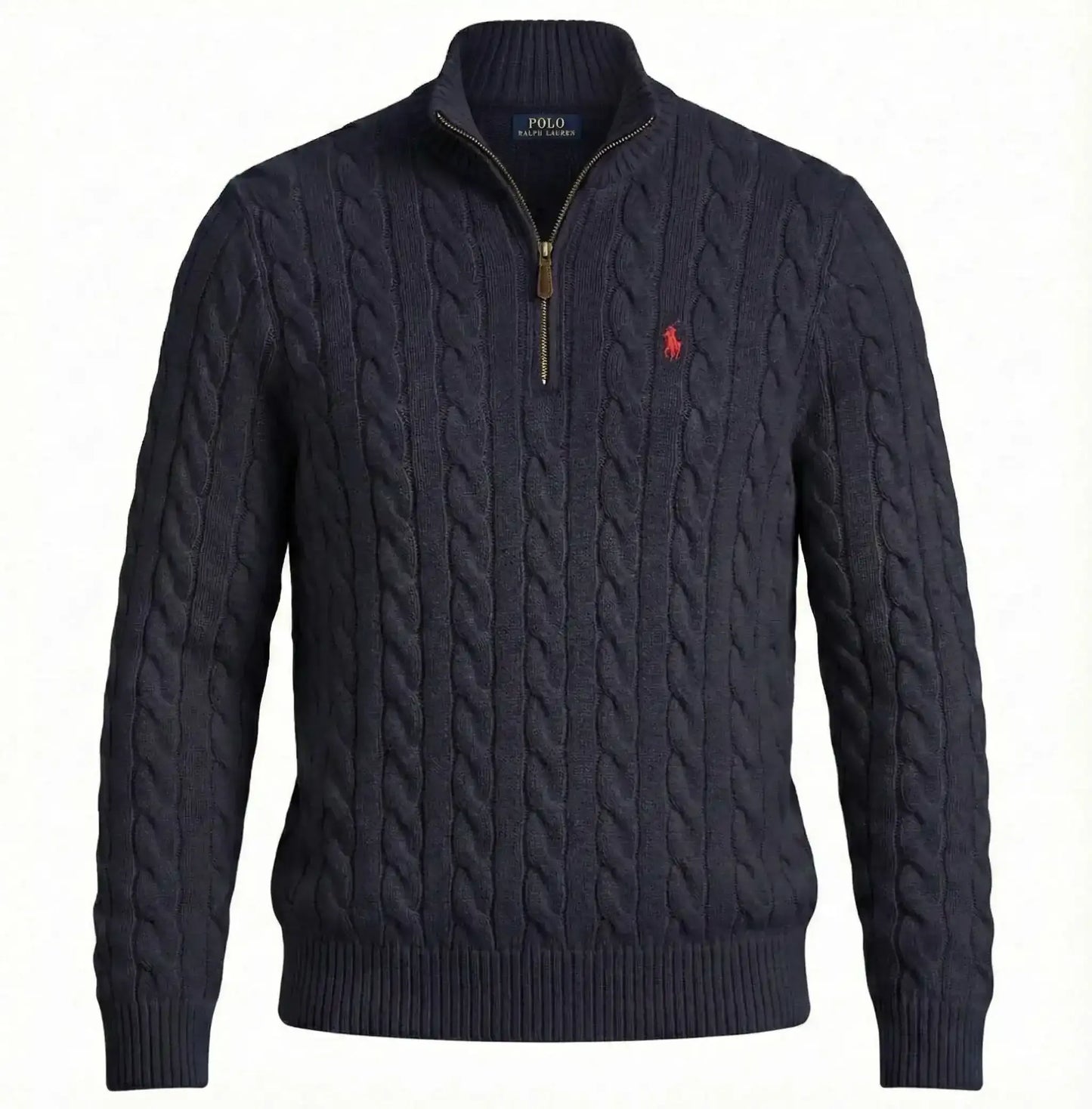 Ralph Lauren Cable-Knit Cotton Quarter-Zip Sweater