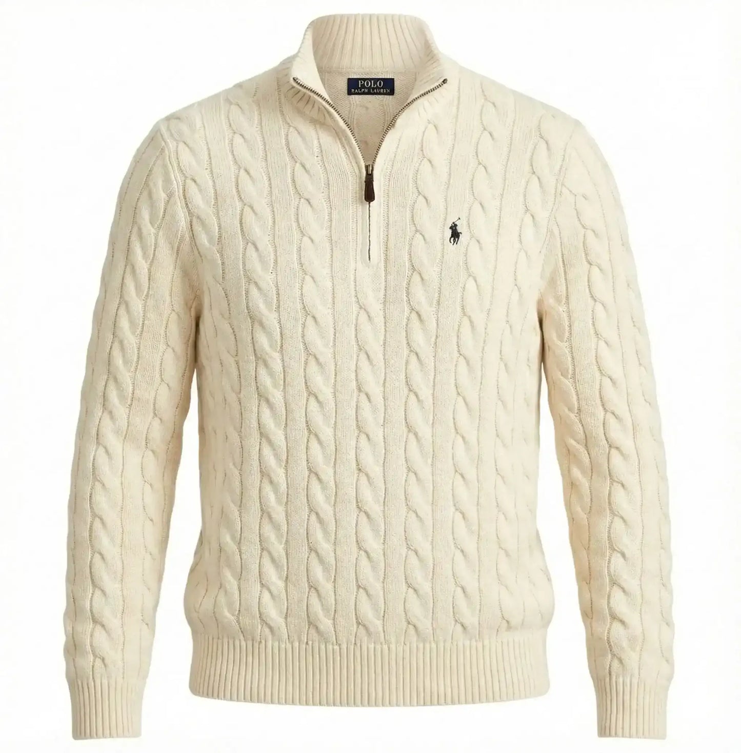 Ralph Lauren Cable-Knit Cotton Quarter-Zip Sweater