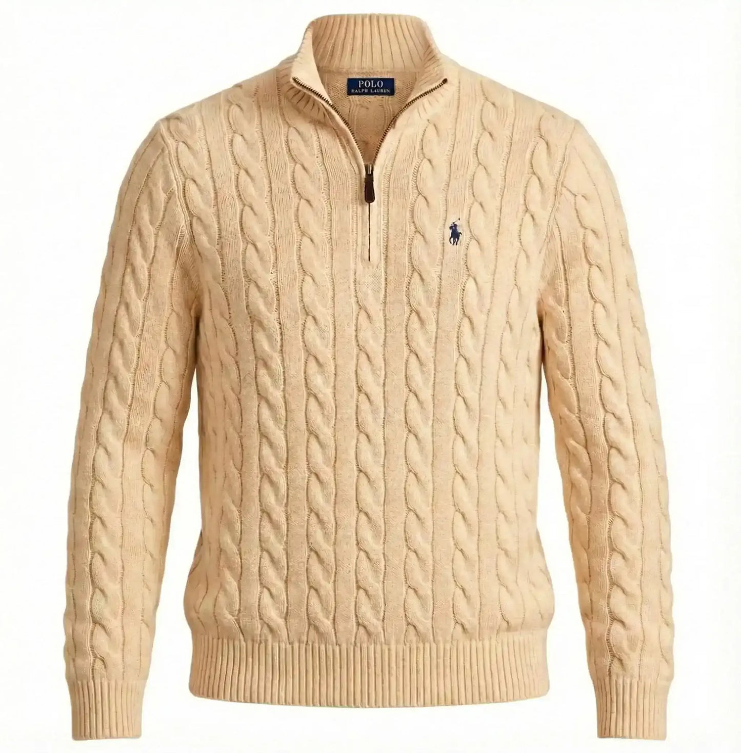 Ralph Lauren Cable-Knit Cotton Quarter-Zip Sweater