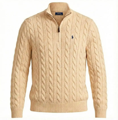 Ralph Lauren Cable-Knit Cotton Quarter-Zip Sweater