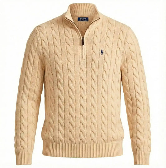 Ralph Lauren Cable-Knit Cotton Quarter-Zip Sweater