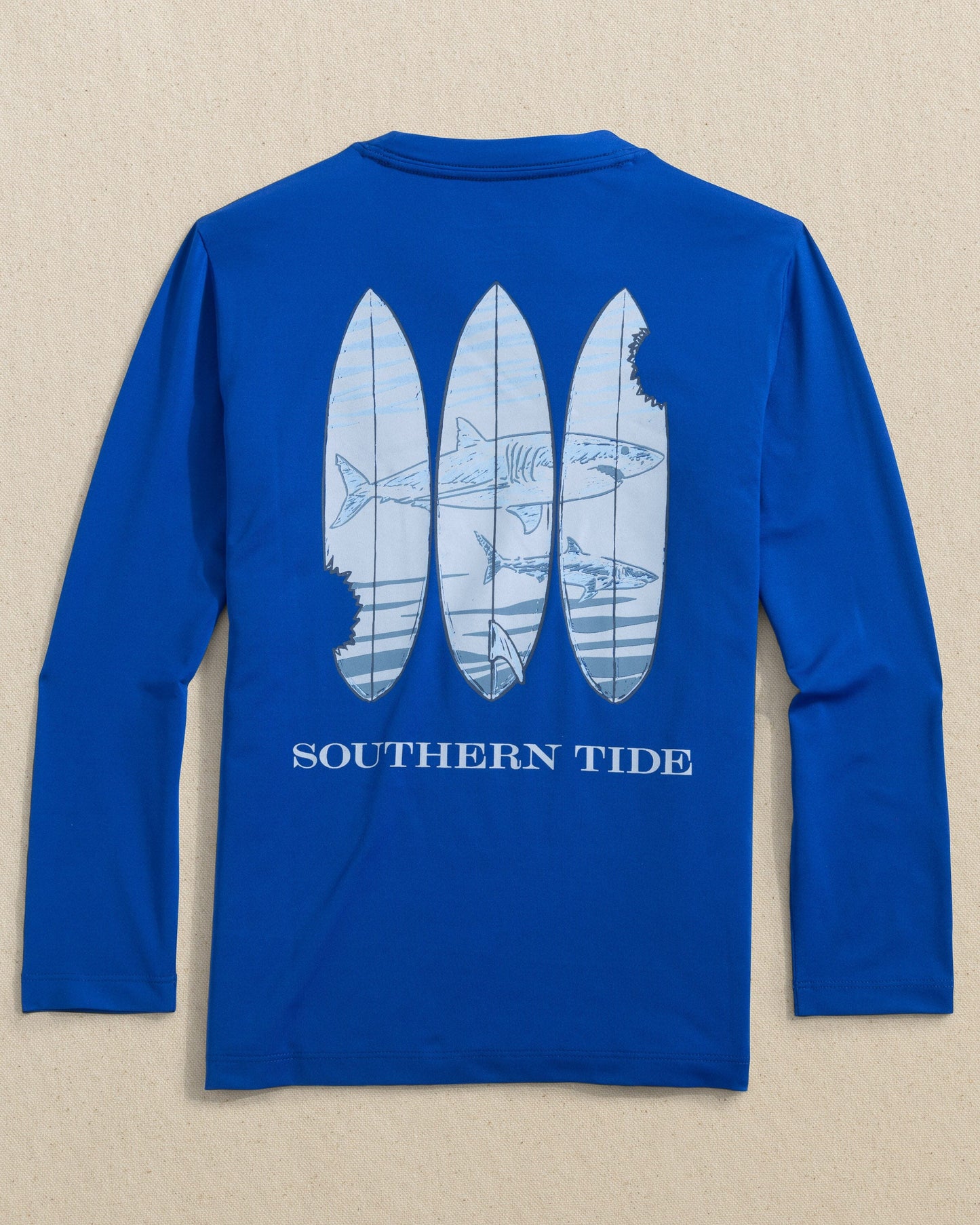 Kids Shark Bite Surfboards Long Sleeve Performance T-Shirt