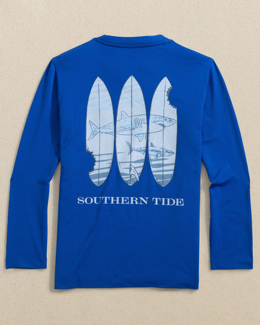 Kids Shark Bite Surfboards Long Sleeve Performance T-Shirt