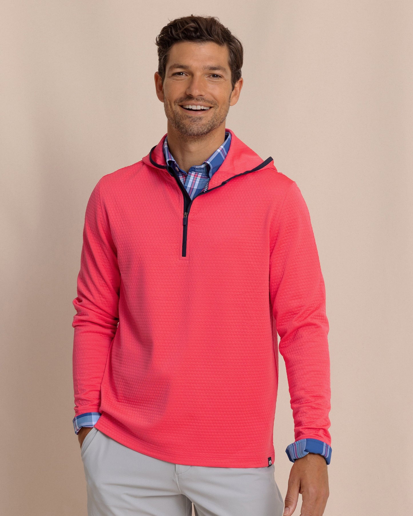 Scuttle Performance Quarter Zip Hoodie - Heather Snapper
