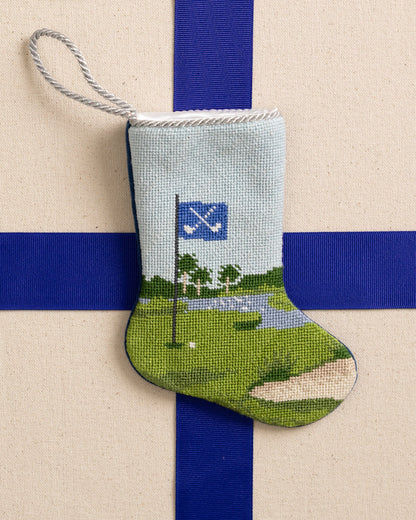 Tee Time Golf Needlepoint Bauble Stocking