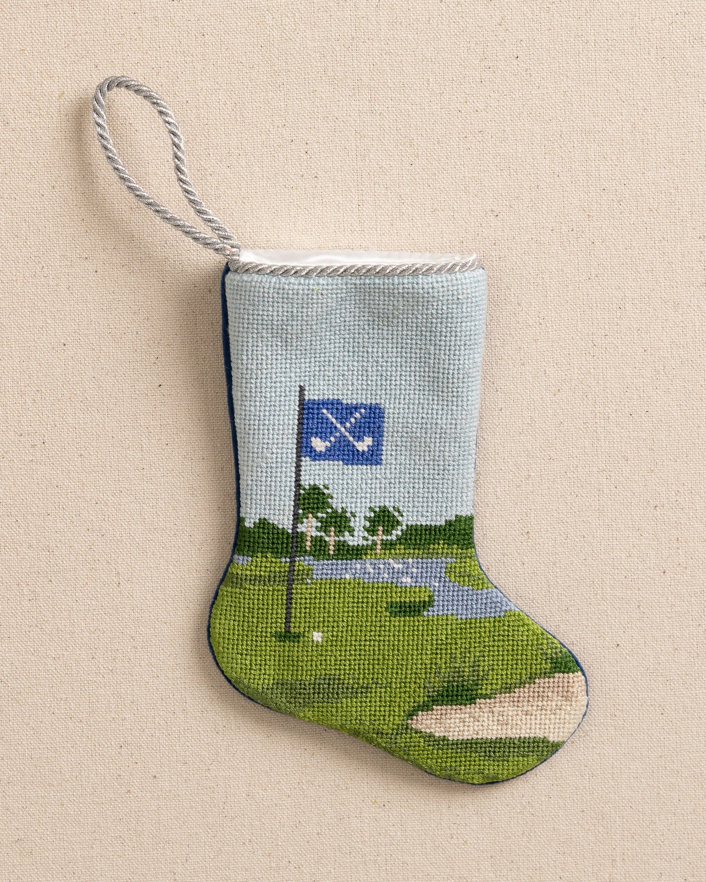Tee Time Golf Needlepoint Bauble Stocking
