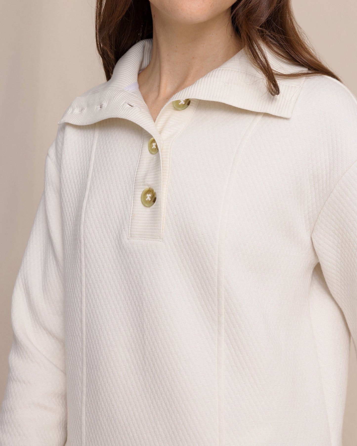 Tonya Button Mock Pullover