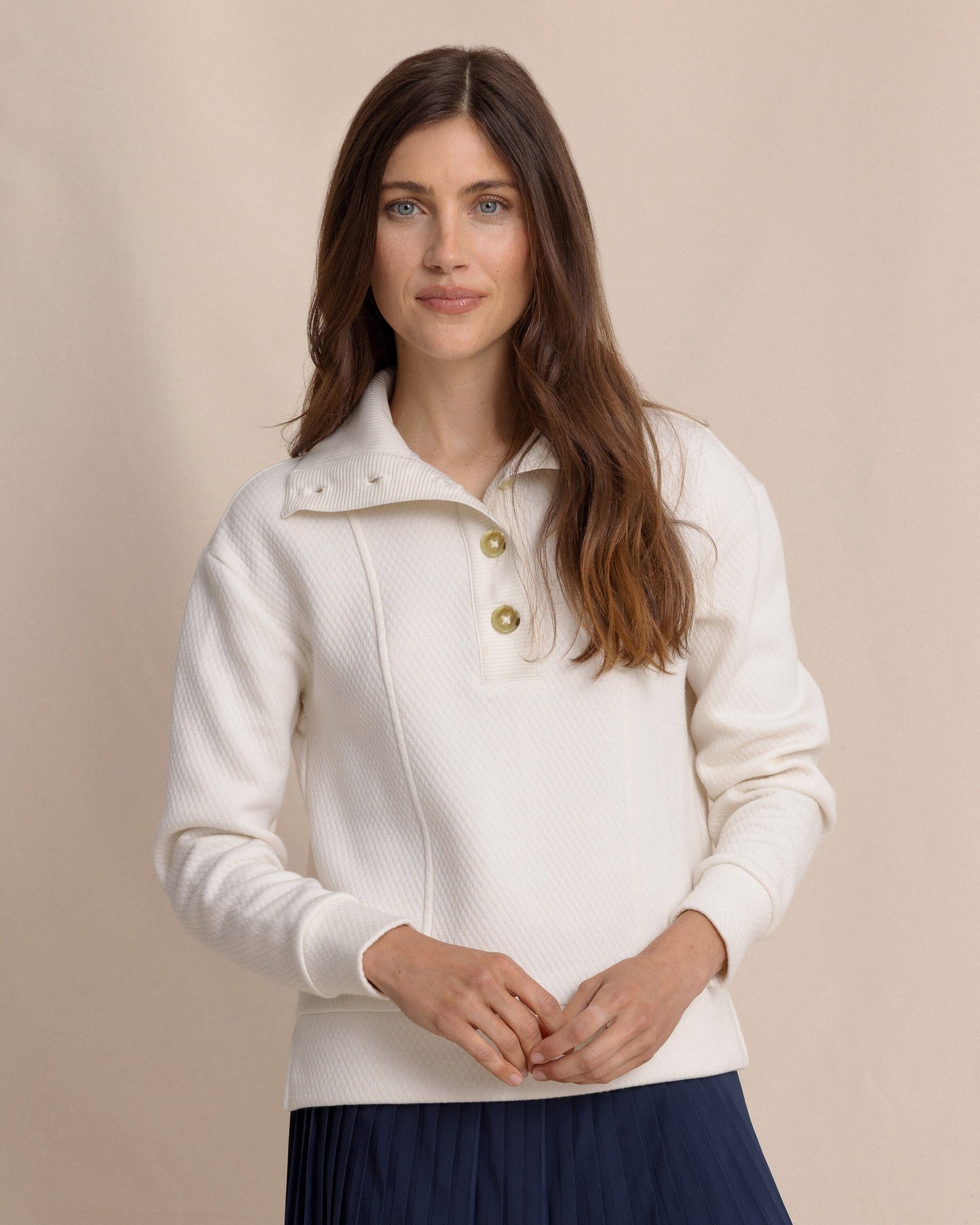 Tonya Button Mock Pullover