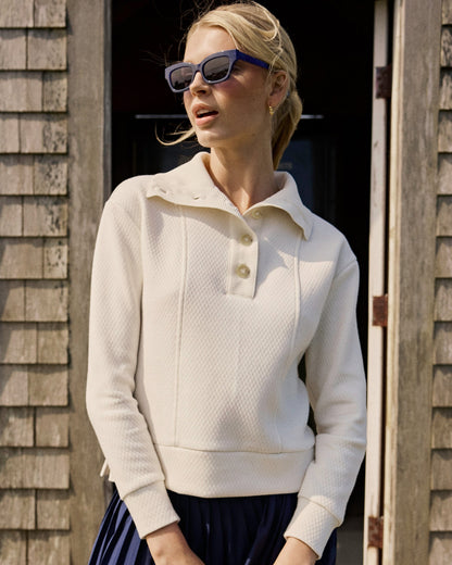 Tonya Button Mock Pullover