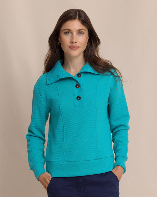 Tonya Button Mock Pullover - Spruce Shade