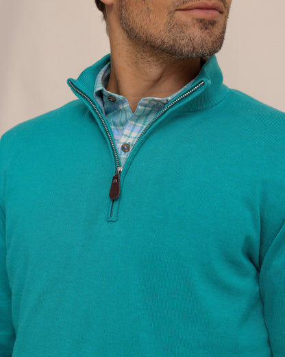 Whitehaven Heather Quarter Zip Sweater - Heather Spruce Shade