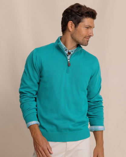 Whitehaven Heather Quarter Zip Sweater - Heather Spruce Shade